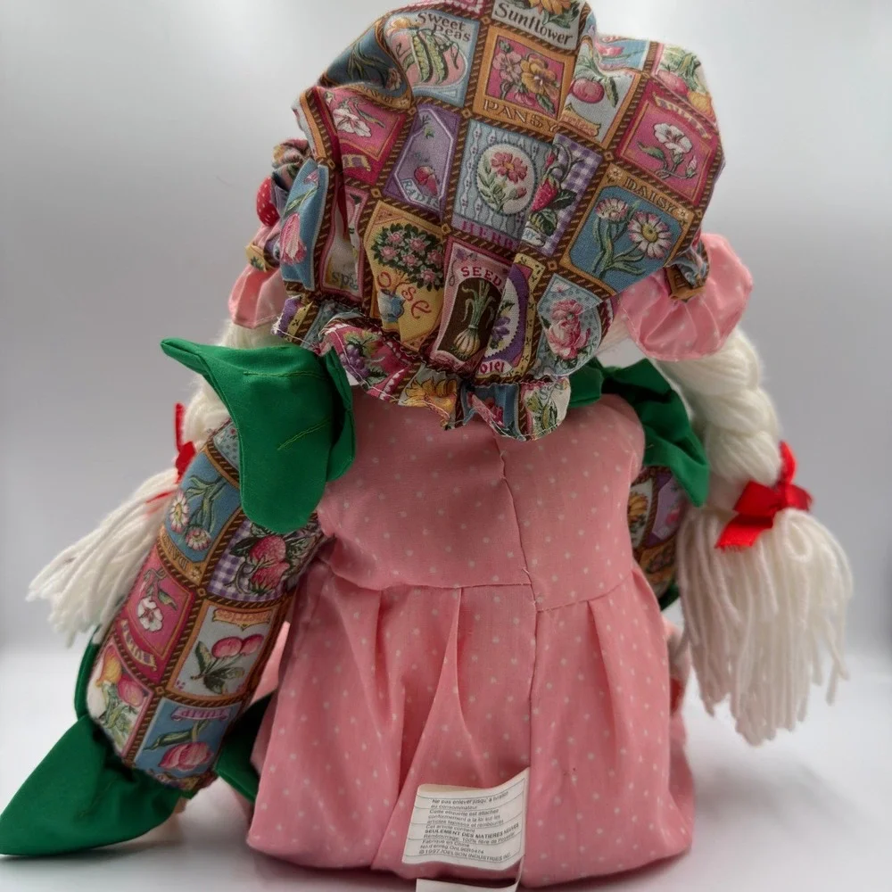 Vintage 1997 Strawberry Blossoms Rag Doll Joelson Industries Pink Floral Bunny